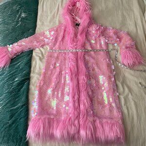 Club Exx Ride The Dreamwave Pink Sequin Coat